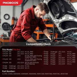 PHOBOOS Hydraulic Power Steering Rack and Pinion Assembly Compatible with Chrysler 300 2011-2014, Dodge Charger 2011-2020 & Challenger 2011-2014, New Unit, Direct Fit, Ref. 22-3082