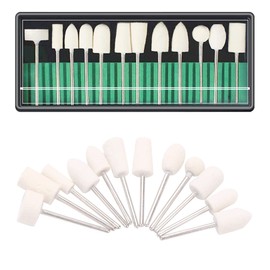 Woohome Felt Polishing Attachment, 12 Pieces Polishing Disc with Shaft for Drill Polishing Attachment, Polishing Disc, Polishing Heads, Rotary Tool Accessories for Wood, Jewellery, Polishing Cleaning