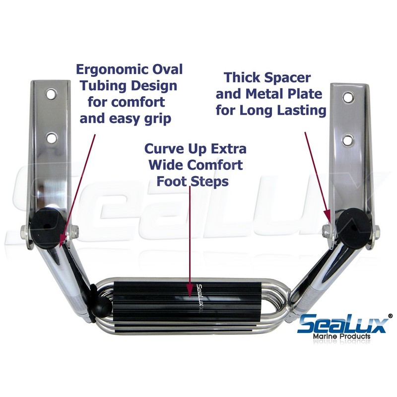 SeaLux Marine Ergonomic Oval Tubing 3-Step Drop Down Boarding Ladder