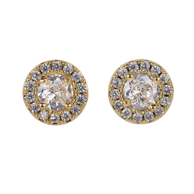 LuckyLy Aretes de Oro 14k para Mujer con Zirconia Cúbica