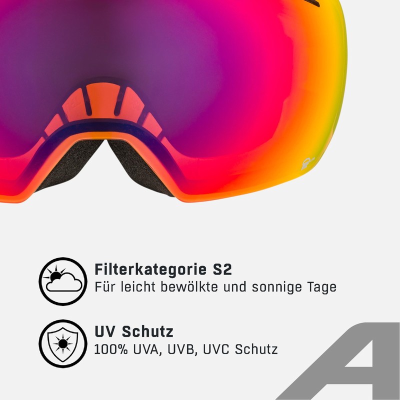 ALPINA GRANBY Q-LITE Mirrored, Contrast-Enhancing Ski Goggles with 100% UV