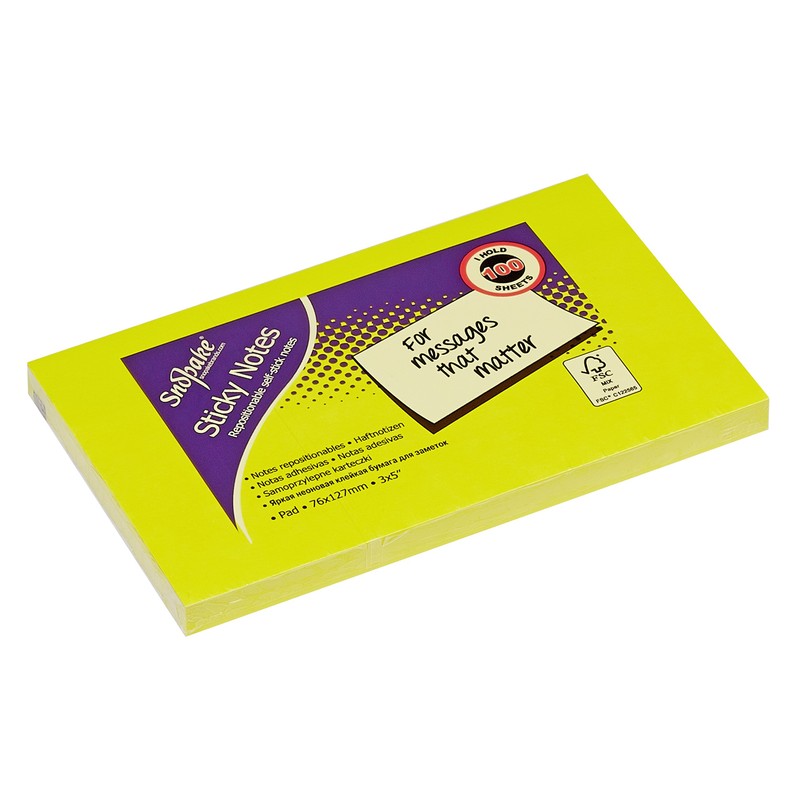 Snopake Sticky Notes - Neon/Assorted Colours (Pack of 6, 100