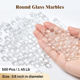 KampFit 0.38 Inch Clear Glass Marbles - Small Marbles for Slingshots, Vase Fillers, DIY Home Decorations - 500 Qty