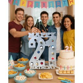 brekle 21st Birthday Mini Wooden Liquor Bottle Display Shelf 21st Birthday Decorations for Him Unique Birthday Gifts (Silver)