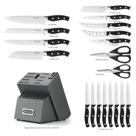 McCook® Knife Sets, German Stainless Steel Forged Kitchen Knives Block Set with Built-in Knife Sharpener