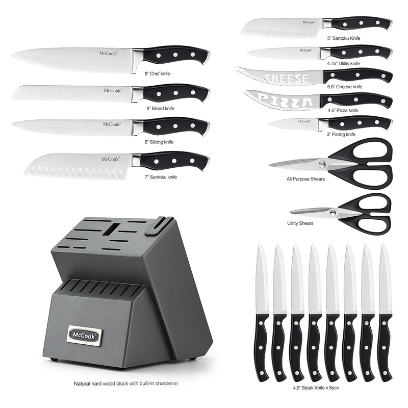 McCook® Knife Sets, German Stainless Steel Forged Kitchen Knives Block