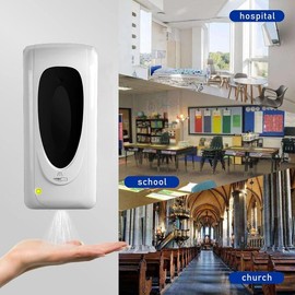 Sanitizer Dispenser Wall Mount, Liquid Hand Sanitizer Spray Dispenser, 33oz/1000ml Touchless Hand Soap Dispenser for Commercial Industrial Hospitals Office Public - Color: White-spray