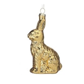 The Bridge Collection Gold Rabbit Ornament - Easter Bunny Hanging Decoration - Classic Springtime Home and Holiday Accent