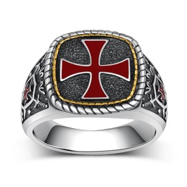 Zoxuxiwu Knights Templar Ring S925 Sterling Silver Knights Templar Jewelry Gifts for Men Women (Size: 8)