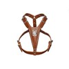 Brown Medium Leather Dog Harness with French Bulldog Head Motif