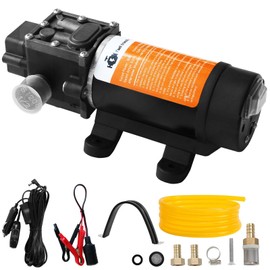 Steauty 12V Fuel Transfer Pump Set, Moves Up to 120 Gallons of Gas or Diesel Per Hour with 80W DC Motor, Suitable for Vehicles, Boats, Equipment, Gasoline, Diesel (Pump and Hose)