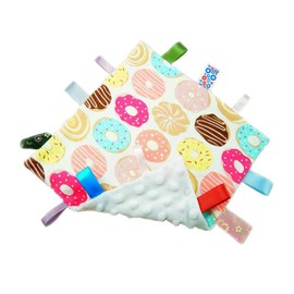 Lovey Baby Security Tags Blanket Soft Comfort Soothing Sensory Tag Plush Toy with Colorful Textured Ribbon Tag Blanket