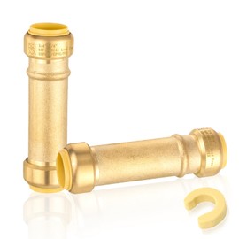 HeSun 2-Pack Pushfit Slip/Repair Coupling, 3/4-Inch Push to Connect Plumbing Fittings with Disconnect Clip, Brass Push-fit Fittings for PEX, Copper, CPVC, PE-RT Pipes