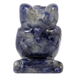 Lovionus89 Sodalith Heilung Kristall Stein, Figur Dekor Eule Vogel Wächter Handgeschnitzt Stein Statue,4mm