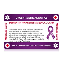 Dementia Medical Card, Dementia Card with Writable Panel and Patterned Lanyard, Dementia Emergency Contact Card