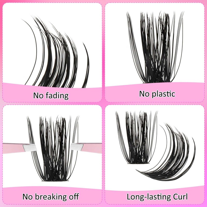 FADLASH Cluster Lashes D Curl Wispy Individual Lashes DIY Eyelash