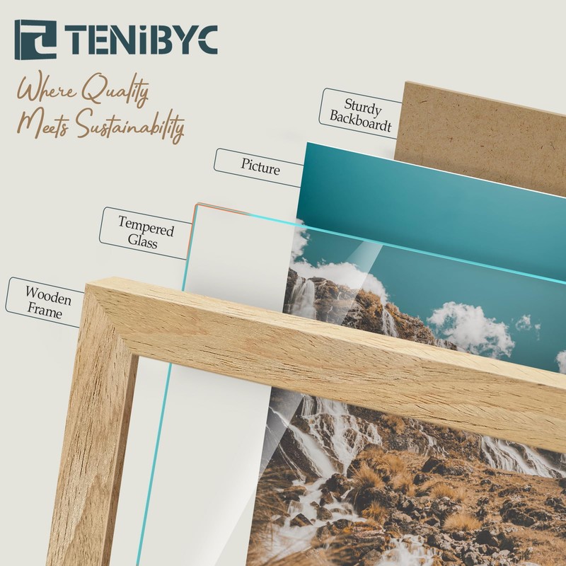 TENIBYC 8.5x11 Picture Frame Set - 4 Pack, Natural Solid