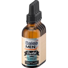 Balea MEN Beard Oil, 200 ml (4x 50 ml) - Perfect for daily beard styling - Enriched with sunflower, argan, jojoba and almond oil