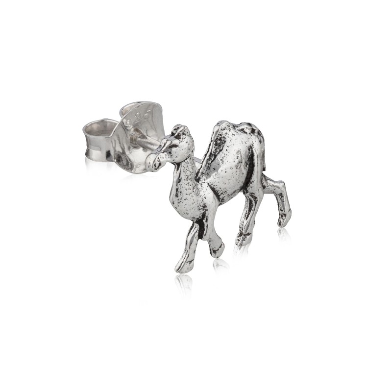 NKlaus Single Camel Stud Earrings 925 Silver Oxidised 9 mm