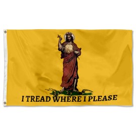 Cayyon I Tread where I Please Flag Christ Our King Flag Banner Outdoor Indoor Decoration Flag 3x5Feet Double Stitched Polyester with Brass Grommets