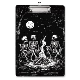 WAVEYU Cute Clipboard, Wooden Hardboard Decorative for Office School Supplies, Fashion Nursing Clip Board with Low Profile Metal Clip, Chic Designed for Standard Size(12.5"x9"), Skull Pattern