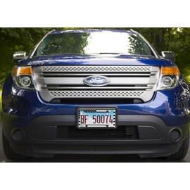 Flag-Themed License Plate Frame, High Grade 304 Stainless Steel (Black and White American Flag - 2 Pack)