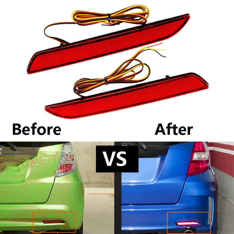 TOTMOX Back Bumper Reflectors Red Lens Red Light, Rear Bumper