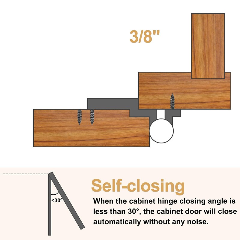 sourcing map 2 Pack Self Closing Cabinet Hinges, 3/8" Overlay