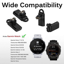 Miimall Kompatibel mit Garmin Fenix 7/6/5 Ladeadapter to Type C Adapter, Tragbar Sicherheit Ladekonverter USB C Ladeadapter für Garmin Fenix 7X/7S/6X/6S/5S/5X/Instinct 2/2S/Venu 2/Approach S60