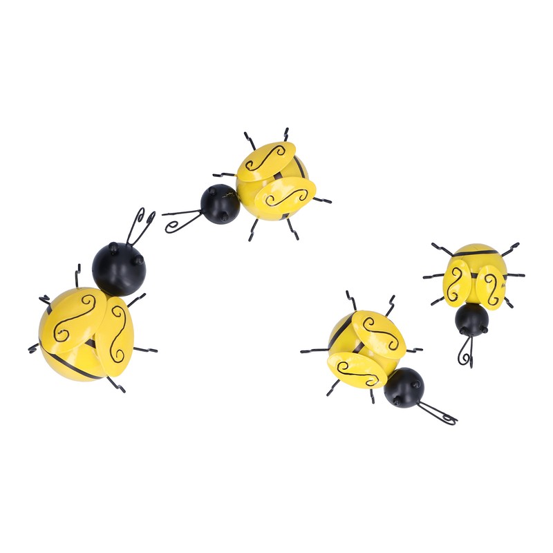 4Pcs/Set Wrought Iron Bee Decoration Wall Hanging 3 Dimensional Bee
