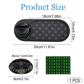 Multifunction Car Anti-Slip Mat, High Temperature Resistance, Car Anti Slip Mat Phone Holder, 360° Rotation with Temporary Parking Number for Phones Sunglasses Keys, Auto Universal