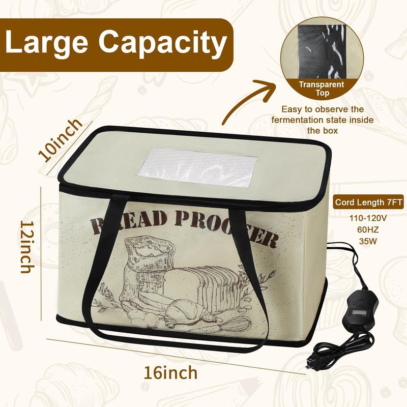 Foldable Bread Proofing Box, with Digital Controller, Adjustable Temperature (50–113°F)