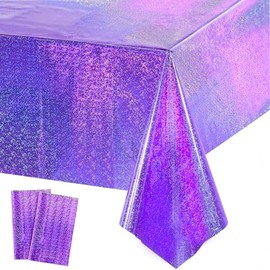GREATRIL Purple Party Tablecloth Covers Disposable Table Cloth for Mermaid Themed Birthdays/Baby Showers/Graduations/Ceremony Decorations Rectangle Tablecover 54'' x 108'' - 2 Packs