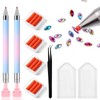 2 Pcs Rotating Rhinestone Picker Pen Set with 12 Wax