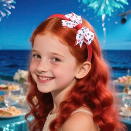 Candygirl 10 Pcs Headband with Bow Ribbon Bowknot Headbands, Non-Slip Plastic Hairbands Teeth Thin Headwear for Women Girls Kids, Colorful Cute Hair Accessories Gift Set Party Decoration