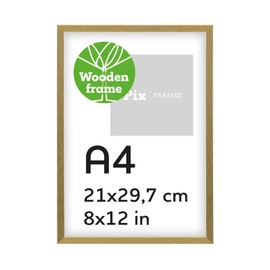 Pix FRAMES Picture Frame A4 Wood - Wooden Frame with Acrylic Glass Panels - Picture Frame - Wooden Picture Frame - Wooden Picture Frame - Photo Frame 21 x 29.7 cm - Gold