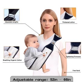 Baby Sling Carrier,Baby Carrier Newborn to Toddler, Adjustable Mesh Breathable Carrier, Infant Hip Seat Carrier for Toddler Sling, Nursing Sling Wrap Carries 7-45 Lbs, Grey