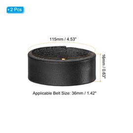 PATIKIL Leather Loop Keeper, 2 Pack Leather Loops Belt Keeper Loops Retainer Straps Replacement for 1.5"(38mm)/1.6"(40mm) Wide Belts/Straps, Black