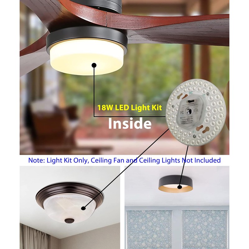 18W 5CCT Ceiling Fan Light Kit,LED Light Engine Retrofit Kit,Close