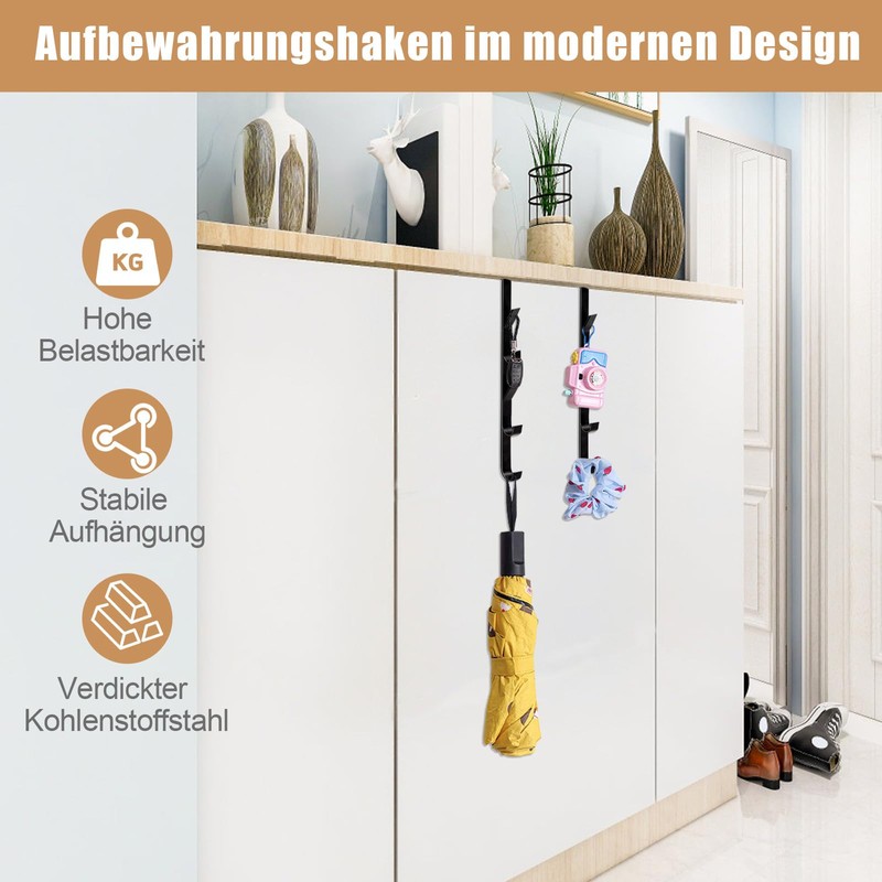ZYNERY 6 x 5 Hooks Door Coat Rack, Stainless Steel,
