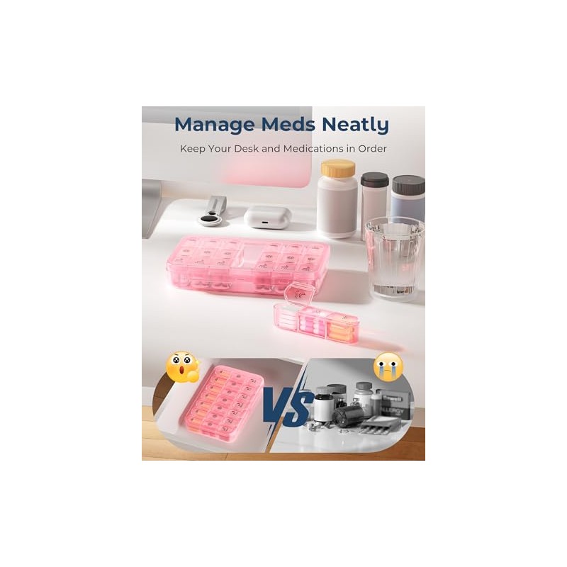 Windtrace Pill Organizer 3X a Day, 7-Day Weekly Compartment |