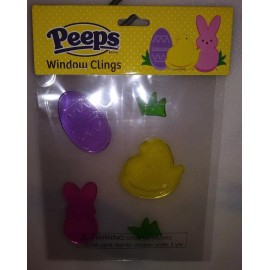 PEEPS LOT OF 24 PEEPS EASTER WINDOW CLINGS 4 PIECE 1 EGG 1 CHICK & 2 GRASS JUST BORN