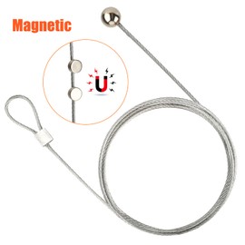 OOTSR 2Pcs Photo Hanging Wire and 24Pcs Mini Magnets, 1.5m(4.9ft) Stainless Steel Magnetic Photo Rope for Bedroom, Office, Wall Home Decor