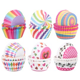 Carehabi Muffin Cases Paper, Pack of 300 Muffins Baking Cups, Cupcake Rainbow Paper Cases Liners Wrappers, for Baking, Dessert, Party, Birthday, Wedding