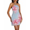 winkbay Women's Floral Halter Mini Dress Boho Backless Bodycon Mesh
