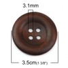 Pack of 15 Elegant Wooden Buttons 35 mm 4-Hole Round