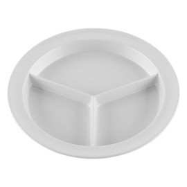 G.E.T. CP-530-W, Supermel Collection, White 9" 3-Compartment Melamine Plates (Pack of 12)