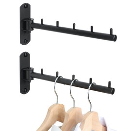 Mooche Swing Clothes Hanger Rack, Garment Racks Folding Clothes Bar Wall Mounted, 180°Rotation Laundry Drying Rack 304 Stainless Steel Space Saving for Laundry Room Bedroom Balcony, 9.45" Long 2Pack