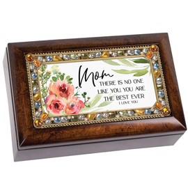 Cottage Garden Mom Best Ever Scripture Jeweled Amber Earth Tone Petite Music Box Plays Amazing Grace