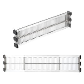 PATIKIL 10.8" to 20" Expandable Drawer Dividers, 2 Pack 3.1" High Adjustable Drawer Organizer Separators for Kitchen Utensils Cutlery Clothes Dresser Organization and Storage, Clear Black